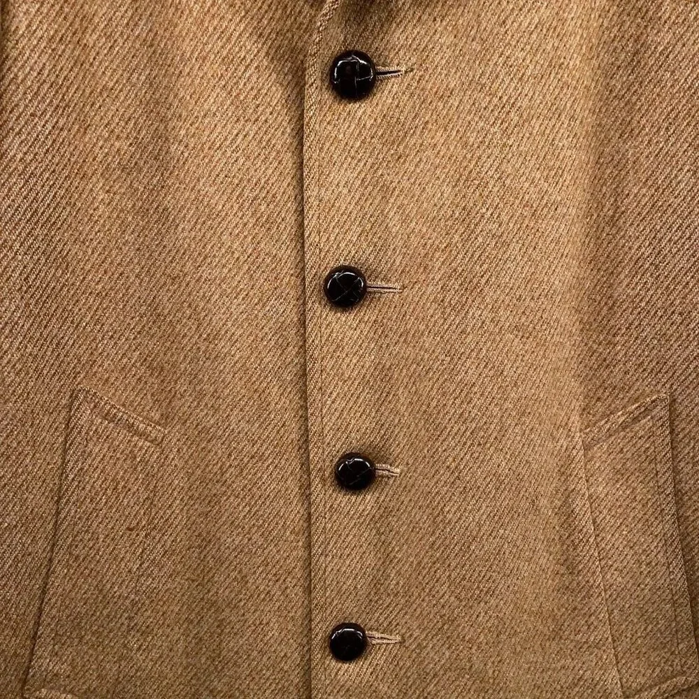 Vintage Grenadier Mens 40 Wool Tweed Single Breasted Over Coat Tan Brown Mad Men - Picture 4 of 16